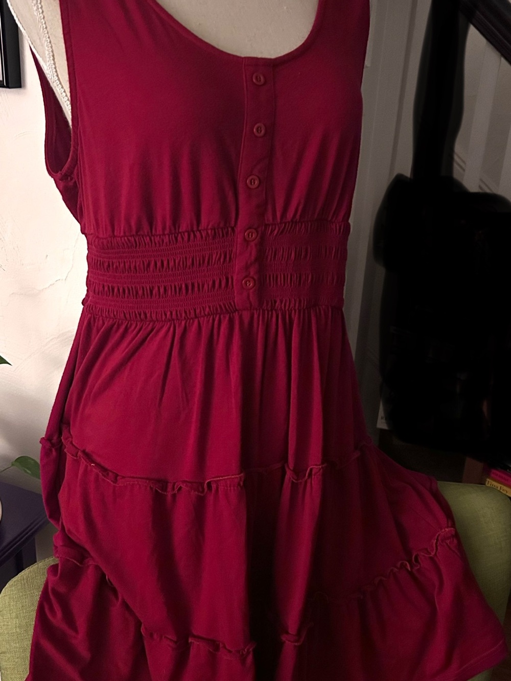 Women’s Sleeveless Tiered Sun Dress in Deep Berry